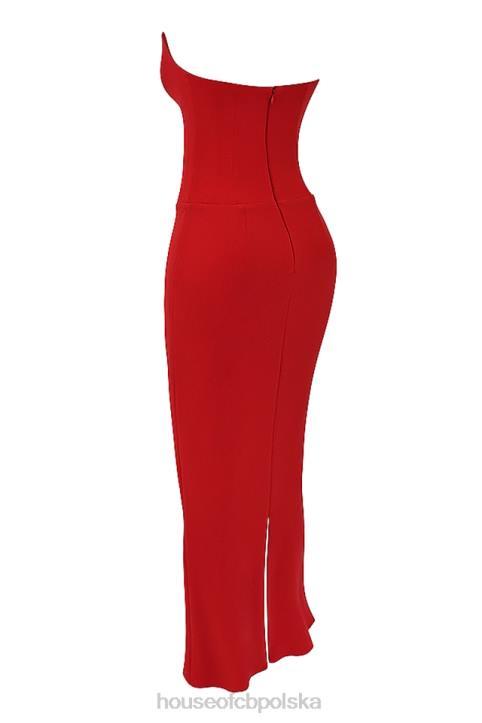 House of CB Tamara wiśniowa gorsetowa sukienka strapless modna elegancka 4PND230