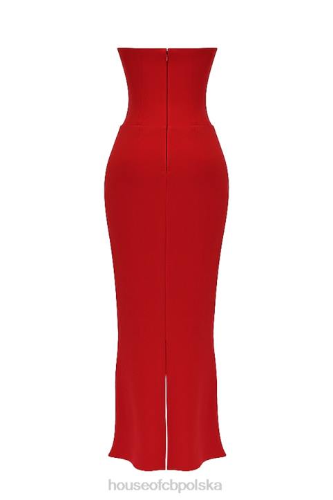 House of CB Tamara wiśniowa gorsetowa sukienka strapless modna elegancka 4PND230