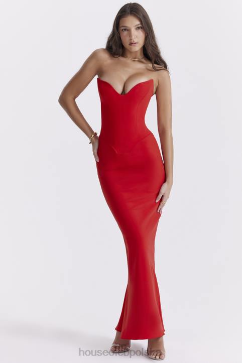 House of CB Tamara wiśniowa gorsetowa sukienka strapless modna elegancka 4PND230