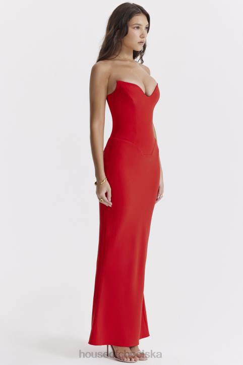 House of CB Tamara wiśniowa gorsetowa sukienka strapless modna elegancka 4PND230
