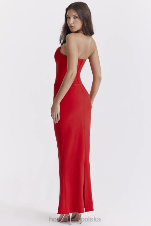House of CB Tamara wiśniowa gorsetowa sukienka strapless modna elegancka 4PND230
