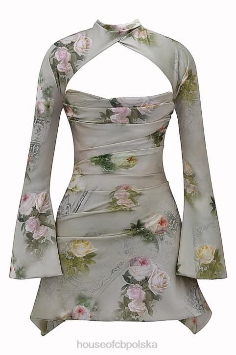 House of CB Toira Kwiatowa Drapowana Gorsetowa Sukienka Vintage