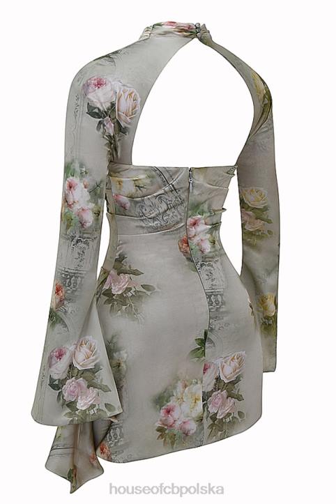 House of CB Toira Kwiatowa Drapowana Gorsetowa Sukienka Vintage