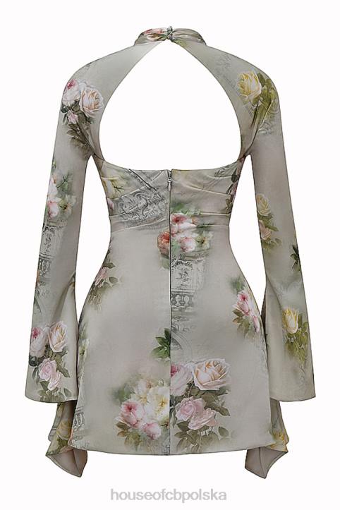 House of CB Toira Kwiatowa Drapowana Gorsetowa Sukienka Vintage