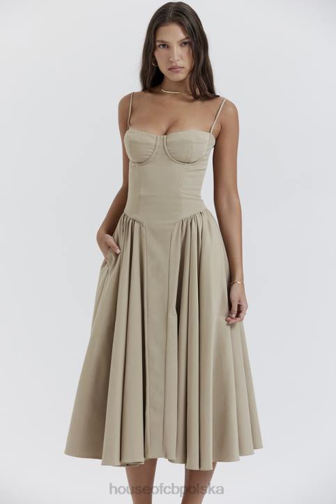 House of CB ciemnoszara gorsetowa sukienka przeciwsłoneczna modna elegancka