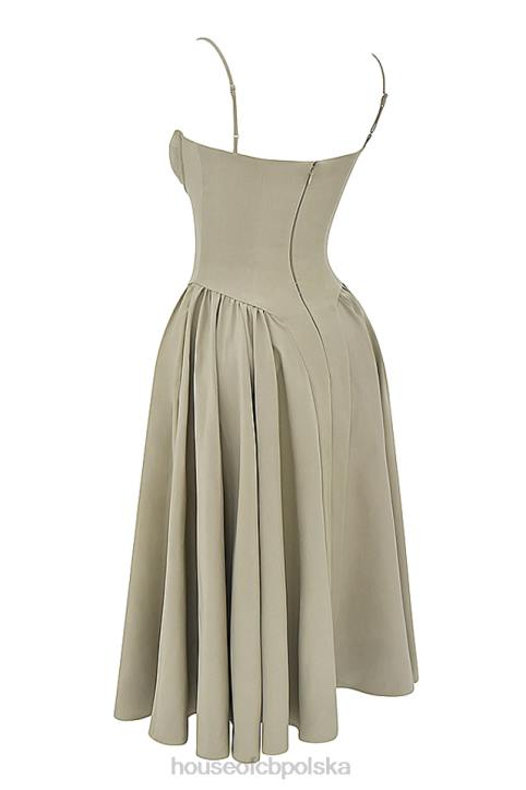 House of CB ciemnoszara gorsetowa sukienka przeciwsłoneczna modna elegancka