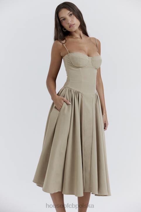 House of CB ciemnoszara gorsetowa sukienka przeciwsłoneczna modna elegancka