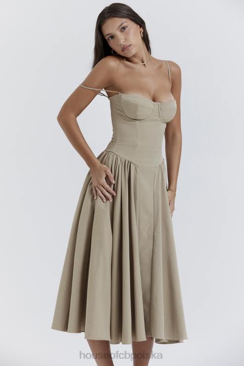 House of CB ciemnoszara gorsetowa sukienka przeciwsłoneczna modna elegancka