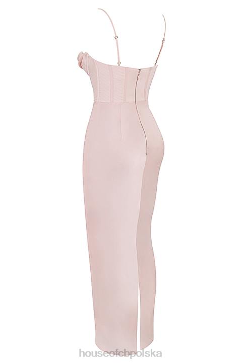 House of CB Pudrowo Różowa Gorsetowa Sukienka Maxi Elegancja na Specjalne Okazje