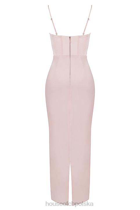 House of CB Pudrowo Różowa Gorsetowa Sukienka Maxi Elegancja na Specjalne Okazje
