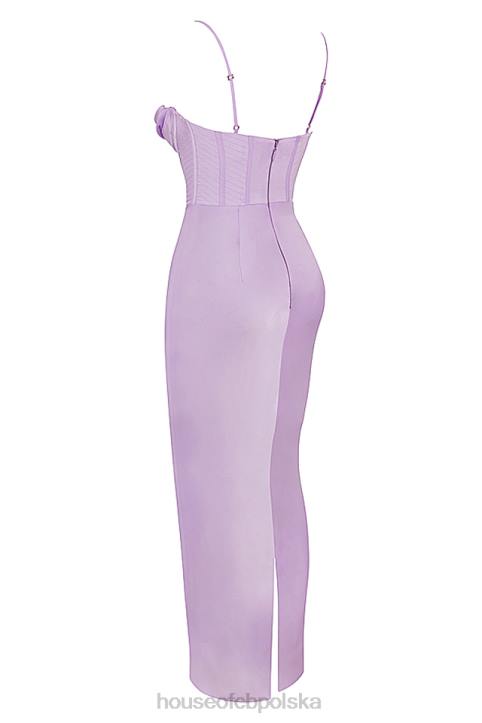 House of CB Lawendowa Gorsetowa Sukienka Maxi Stylowa Elegancja