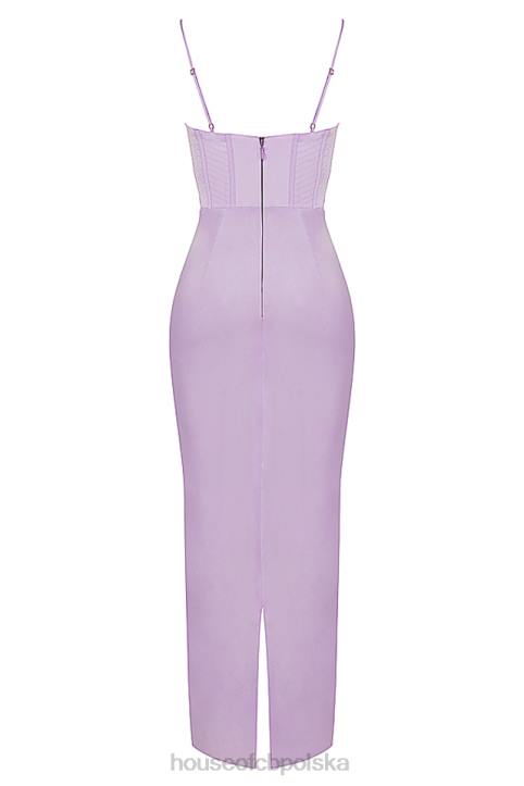 House of CB Lawendowa Gorsetowa Sukienka Maxi Stylowa Elegancja
