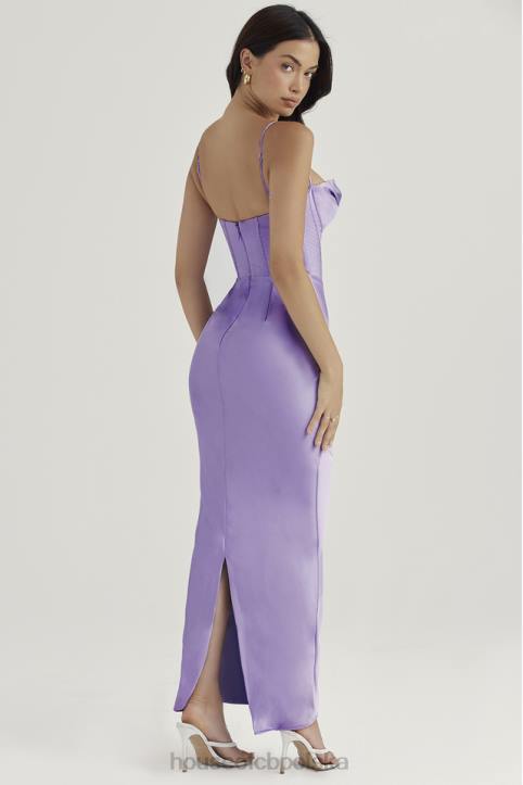 House of CB Lawendowa Gorsetowa Sukienka Maxi Stylowa Elegancja