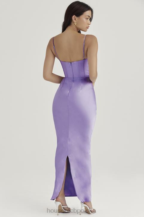 House of CB Lawendowa Gorsetowa Sukienka Maxi Stylowa Elegancja