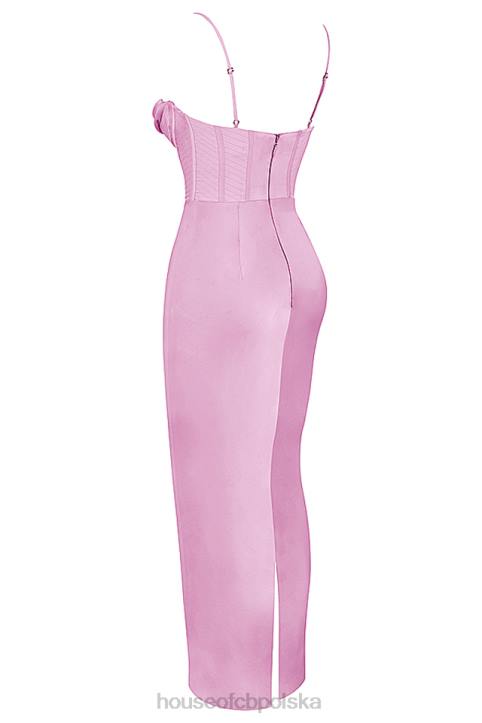 House of CB Różowa Gorsetowa Sukienka Maxi Charmaine Modna Odzież