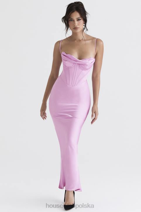 House of CB Różowa Gorsetowa Sukienka Maxi Charmaine Modna Odzież