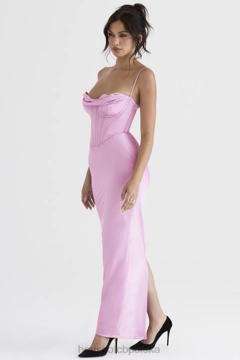 House of CB Różowa Gorsetowa Sukienka Maxi Charmaine Modna Odzież