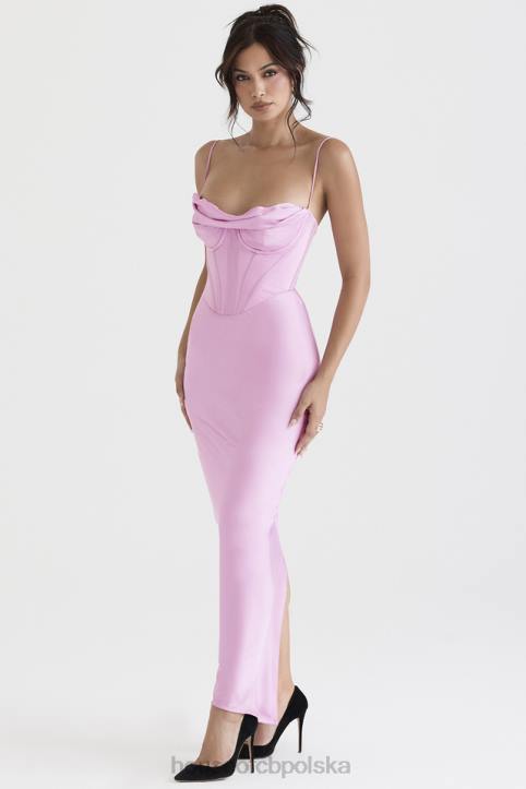 House of CB Różowa Gorsetowa Sukienka Maxi Charmaine Modna Odzież