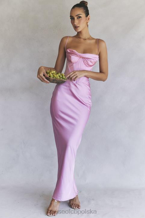 House of CB Różowa Gorsetowa Sukienka Maxi Charmaine Modna Odzież