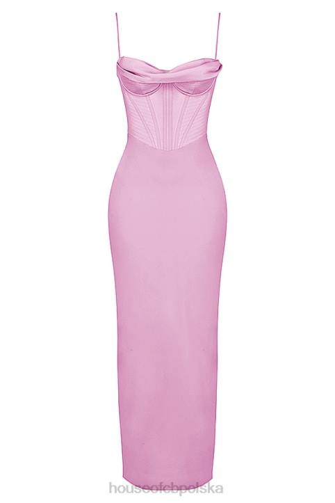 House of CB Różowa Gorsetowa Sukienka Maxi Charmaine Modna Odzież