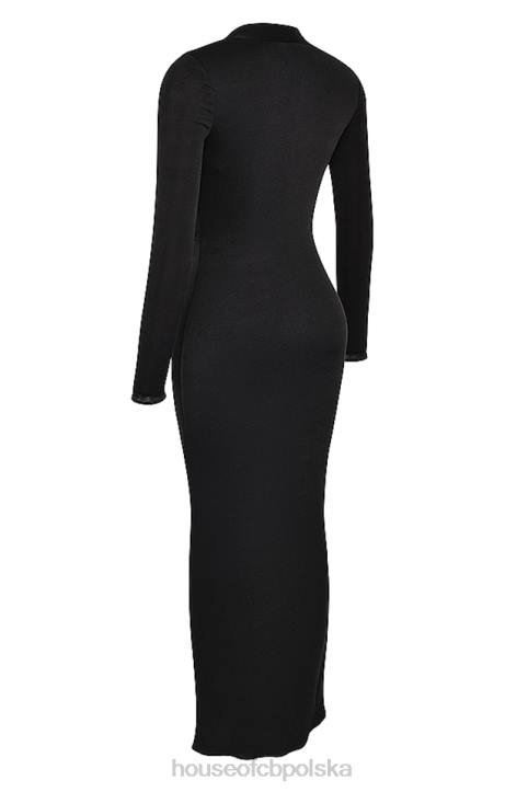House of CB Czarna Drapowana Sukienka Saskia Maxi Elegancja na Każdą Okazję