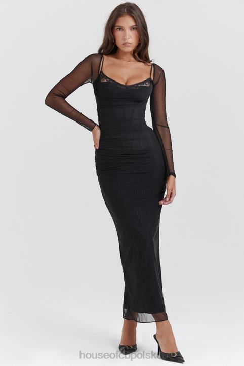 House of CB Czarna Maxi Sukienka Katariny Stylowa Modna Elegancka