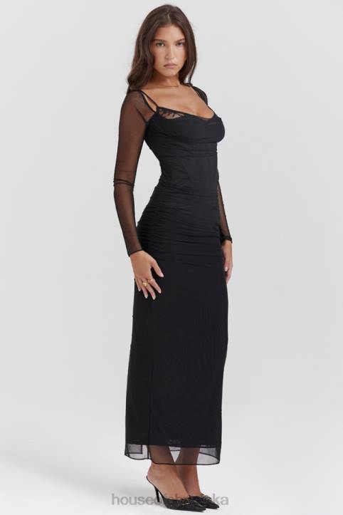 House of CB Czarna Maxi Sukienka Katariny Stylowa Modna Elegancka