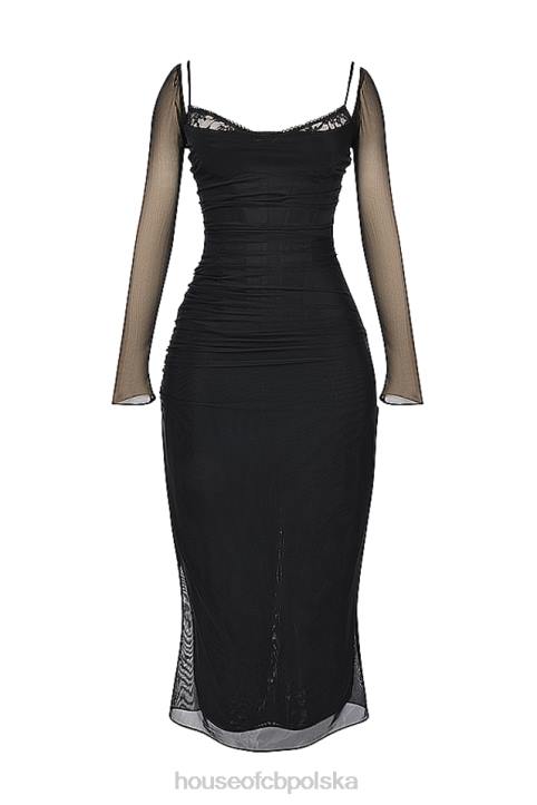 House of CB Czarna Maxi Sukienka Katariny Stylowa Modna Elegancka