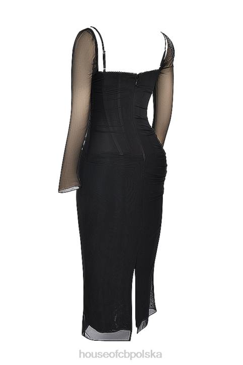 House of CB Czarna Maxi Sukienka Katariny Stylowa Modna Elegancka