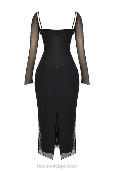 House of CB Czarna Maxi Sukienka Katariny Stylowa Modna Elegancka