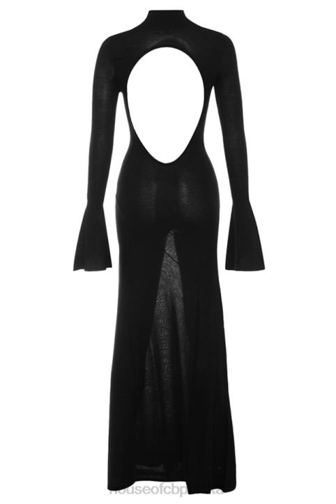 House of CB Czarna Maxi Sukienka Dzianinowa Sancha Trendy Modna