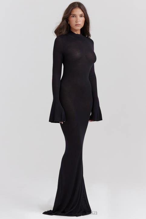 House of CB Czarna Maxi Sukienka Dzianinowa Sancha Trendy Modna