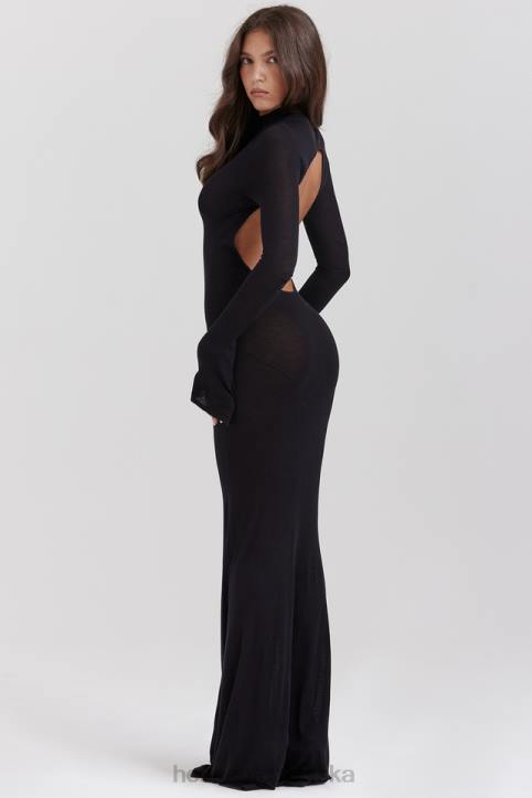 House of CB Czarna Maxi Sukienka Dzianinowa Sancha Trendy Modna