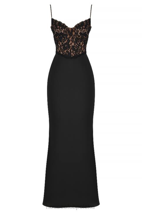 House of CB Czarna gorsetowa sukienka maxi Cara 4PND382 modna odzież wieczorowa