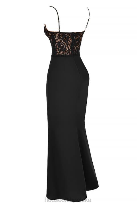 House of CB Czarna gorsetowa sukienka maxi Cara 4PND382 modna odzież wieczorowa