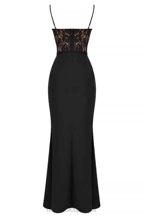 House of CB Czarna gorsetowa sukienka maxi Cara 4PND382 modna odzież wieczorowa
