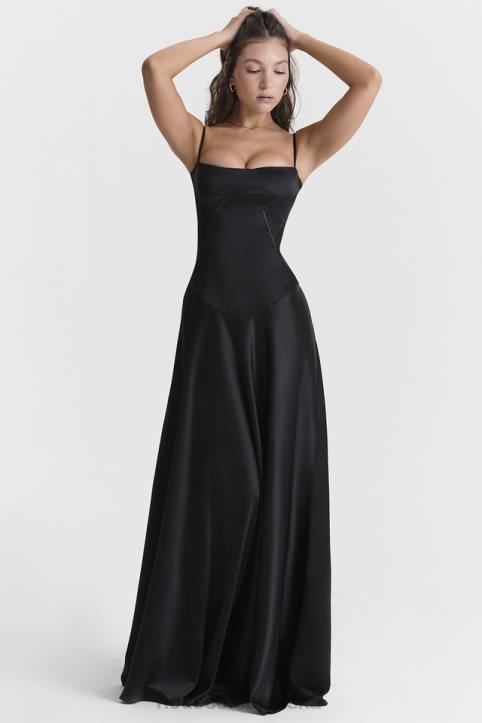 House of CB Czarna Maxi Sukienka Sznurowana Anabella Trendy Modne