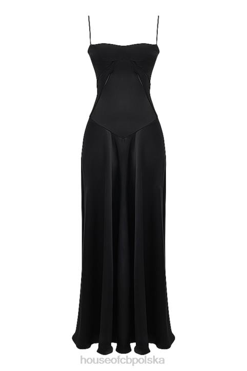 House of CB Czarna Maxi Sukienka Sznurowana Anabella Trendy Modne