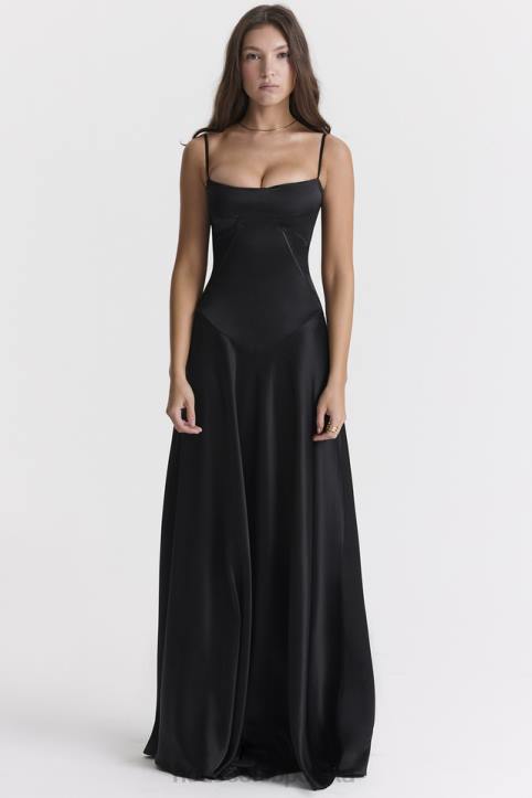 House of CB Czarna Maxi Sukienka Sznurowana Anabella Trendy Modne