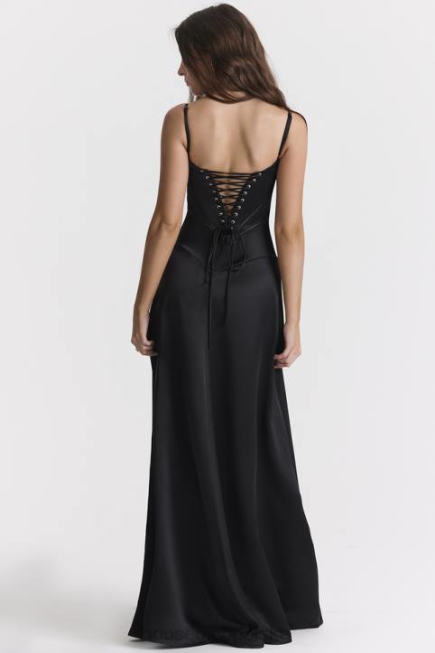 House of CB Czarna Maxi Sukienka Sznurowana Anabella Trendy Modne