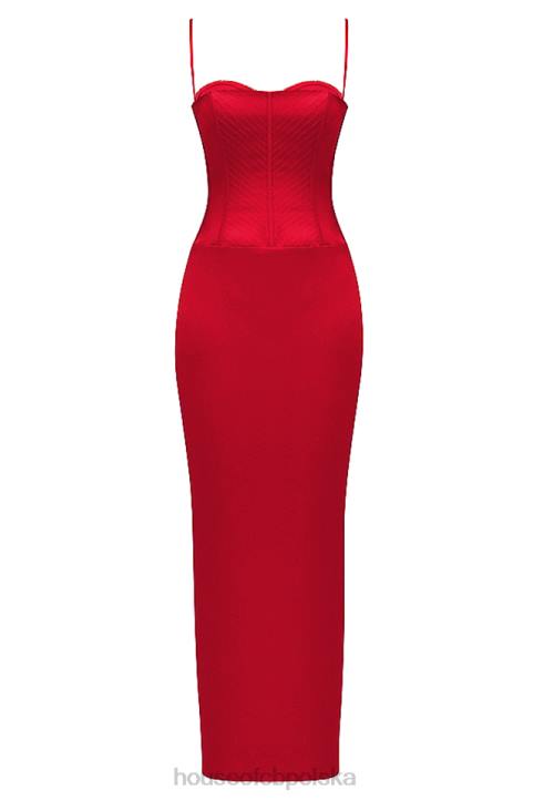 House of CB Czerwona Sukienka Maxi Gorsetowa Shani Elegancja na Każdą Okazję
