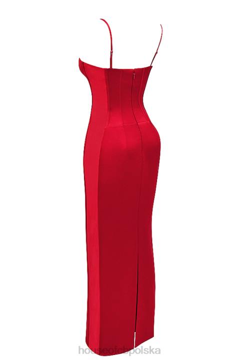House of CB Czerwona Sukienka Maxi Gorsetowa Shani Elegancja na Każdą Okazję