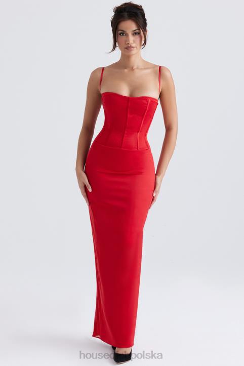 House of CB Czerwona Sukienka Maxi Gorsetowa Shani Elegancja na Każdą Okazję