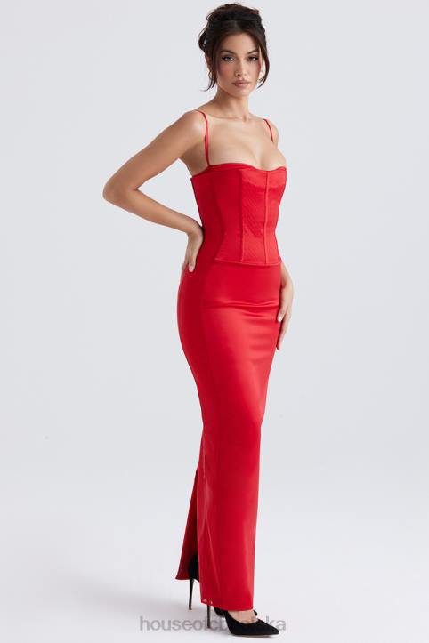 House of CB Czerwona Sukienka Maxi Gorsetowa Shani Elegancja na Każdą Okazję