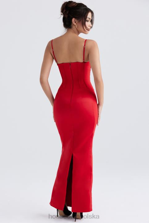 House of CB Czerwona Sukienka Maxi Gorsetowa Shani Elegancja na Każdą Okazję