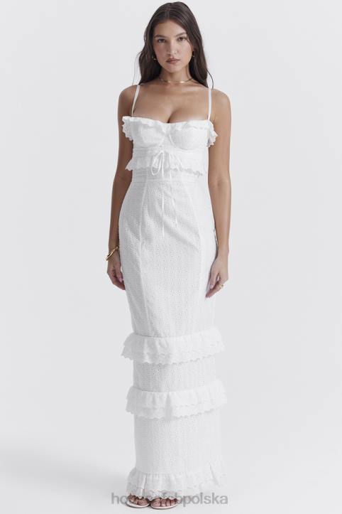 House of CB Eve haftowana biała sukienka maxi elegancka moda