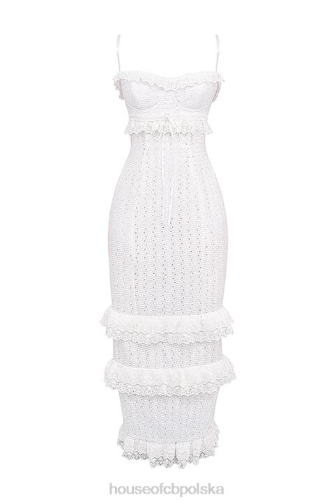 House of CB Eve haftowana biała sukienka maxi elegancka moda