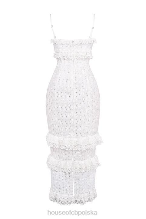 House of CB Eve haftowana biała sukienka maxi elegancka moda