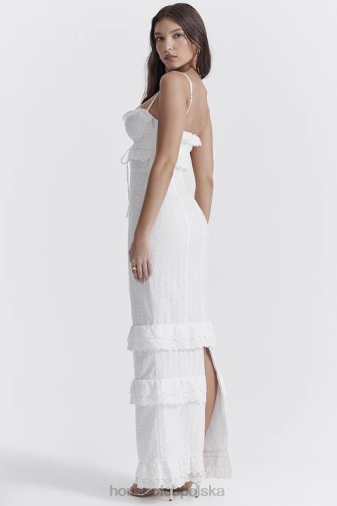 House of CB Eve haftowana biała sukienka maxi elegancka moda