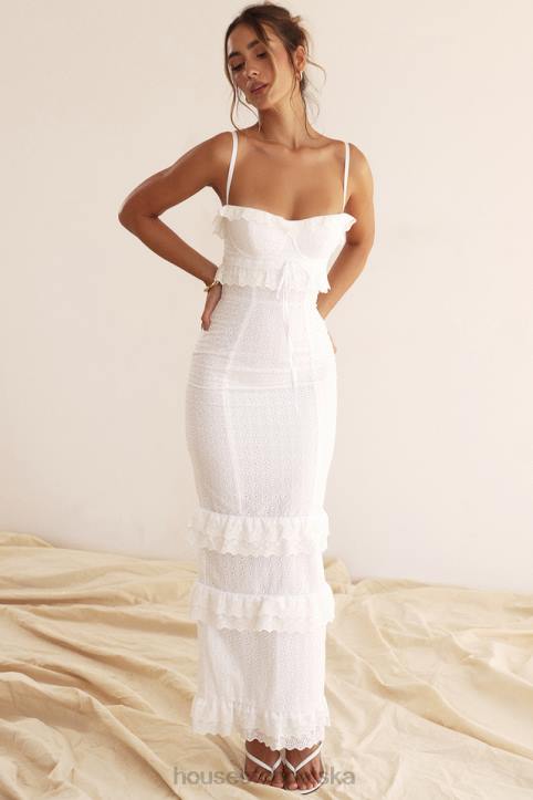 House of CB Eve haftowana biała sukienka maxi elegancka moda